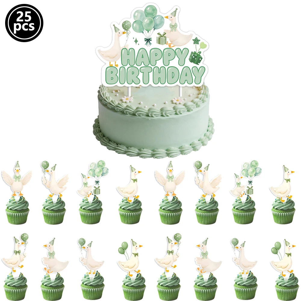 Green Silly Goose Disposable Tableware Paper Plates Cups Napkins Banner Tablecloth Birthday Party Baby Shower Decor Supplies view 4
