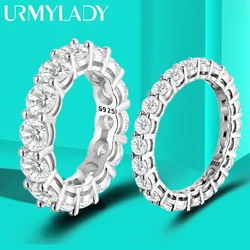URMYLADY 5mm 7ct D Color Moissanite Ring 925 Sliver Plated with White Gold Wedding Band Eternity Band Engagement Rings For Women