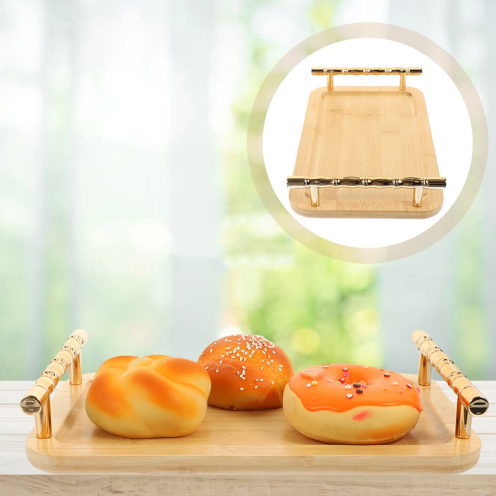 

Bamboo Serving Tray Stackable Fruit Plate with Handles for Party Home Multi Function Coffee Wear Resistant Gathering