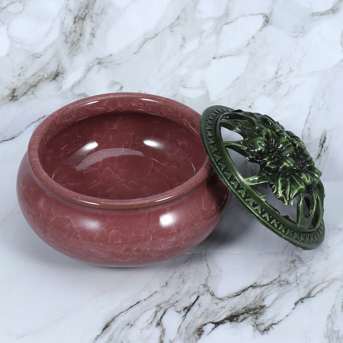 

Catch Falling Ash Incense Burner Violet Ceramic Holder Stick Cone Unique Pattern