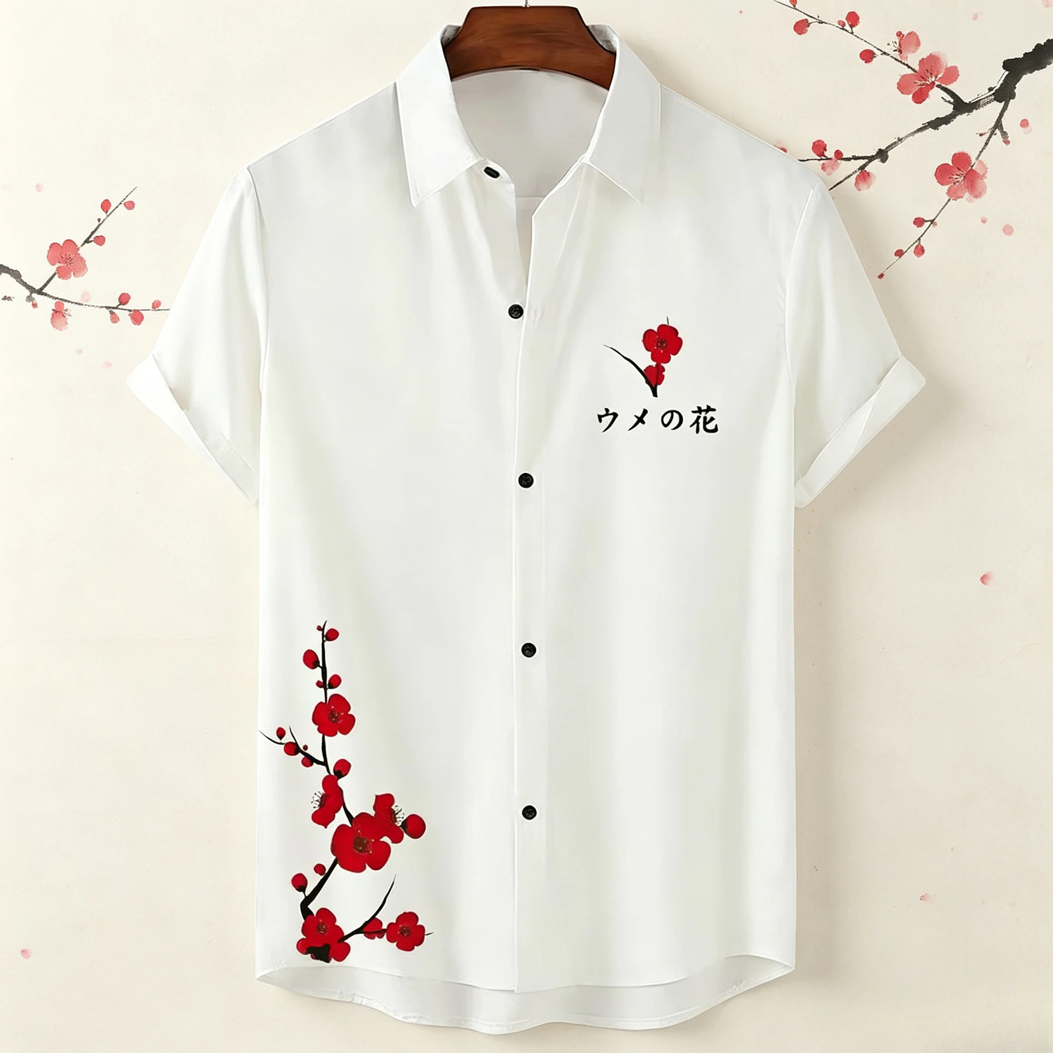 Men's Sakura Pattern Shirt Unisex Women's Hawaii Beach Shirts 2023 New Summer Outdoor Casual Short Sleeve Tops