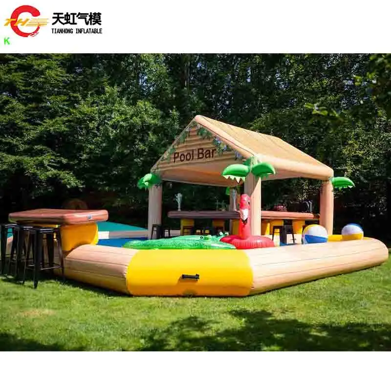 Kommerzielles, langlebiges aufblasbares Pool-Bar-Zelt für den Hinterhof, aufblasbares schwimmendes Wasserbar-Zelt mit Unterstand