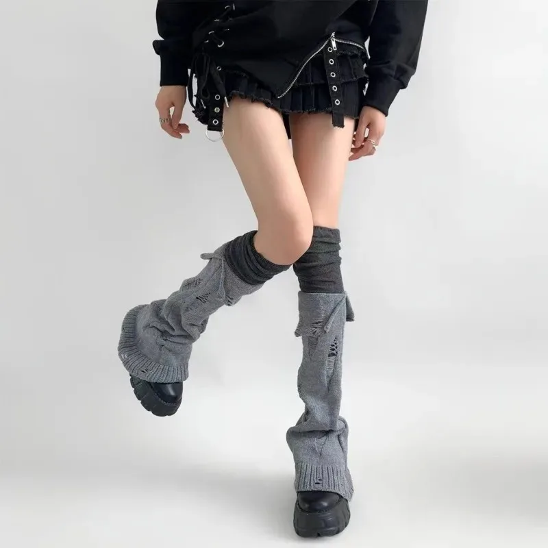 Nowe japońskie skarpetki do kolan w stylu Lolita, słodkie, dziergane, z wełnianą pomponką, damskie, jesienno-zimowe, ocieplane skarpetki.
