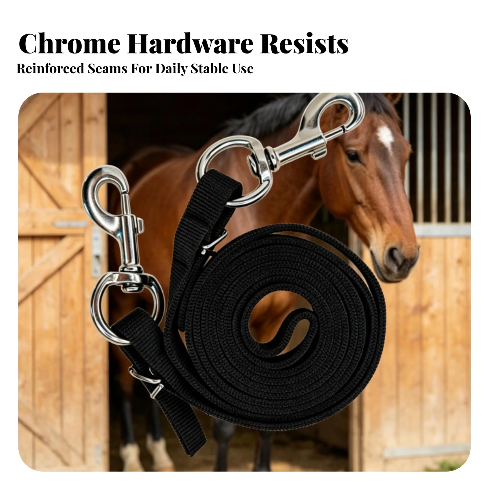 Nylon Reins Double-Layer Reins with Snap Hooks Tack Thickened Quick-Release for Equestrians, Equestrian Riding, Schooling