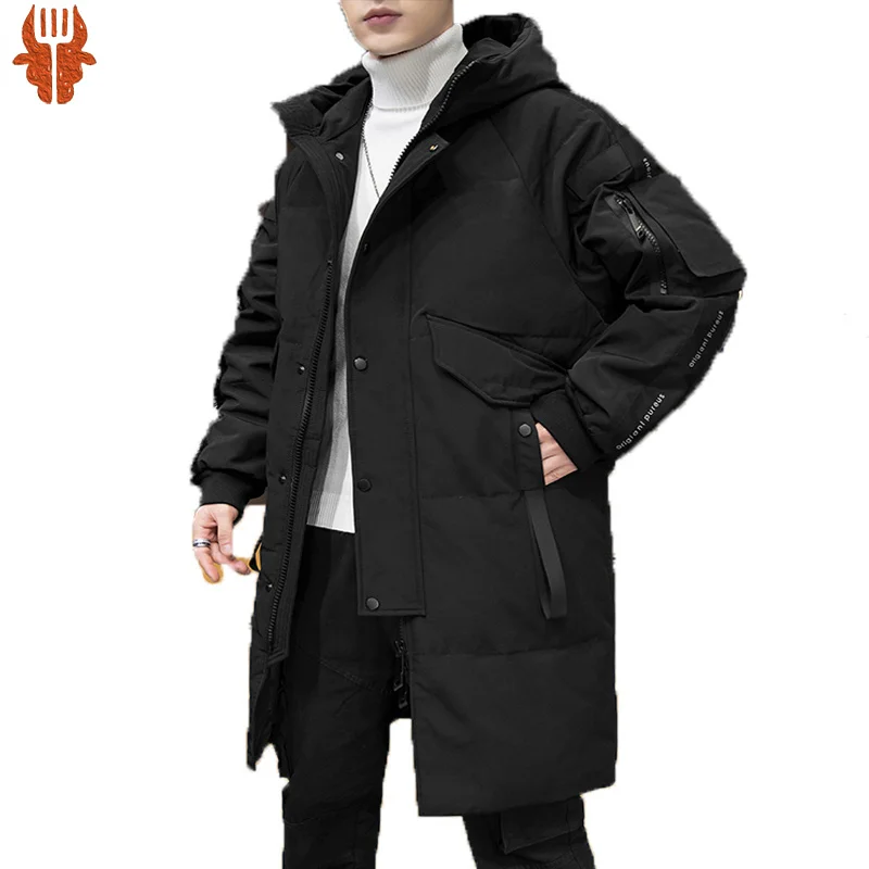 

Men Winter Long Down Jacket Men 2022 Korean Style Fashion Waterproof Hooded Jacket Windproof Soft Shell Down Jacket For Men