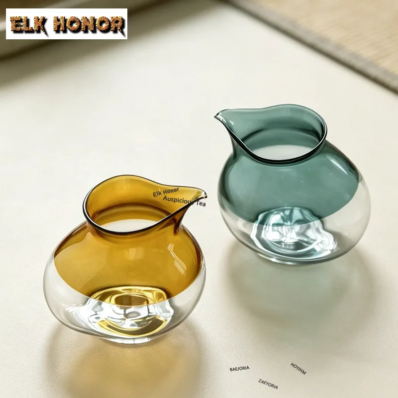 ZAEYORIA 130ml Color Matching Flying Bird Glass Tea Pitcher Pour Tea Chahai Dispenser Justice Cup Fair Mug Drinkware Accessories