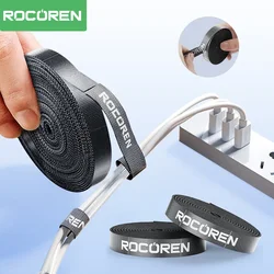Rocoren Cable Organizer Hand Tearing Cable Wire Winder Reusable USB Cable For Phone Earphone Mouse Cord Ties Holder Management