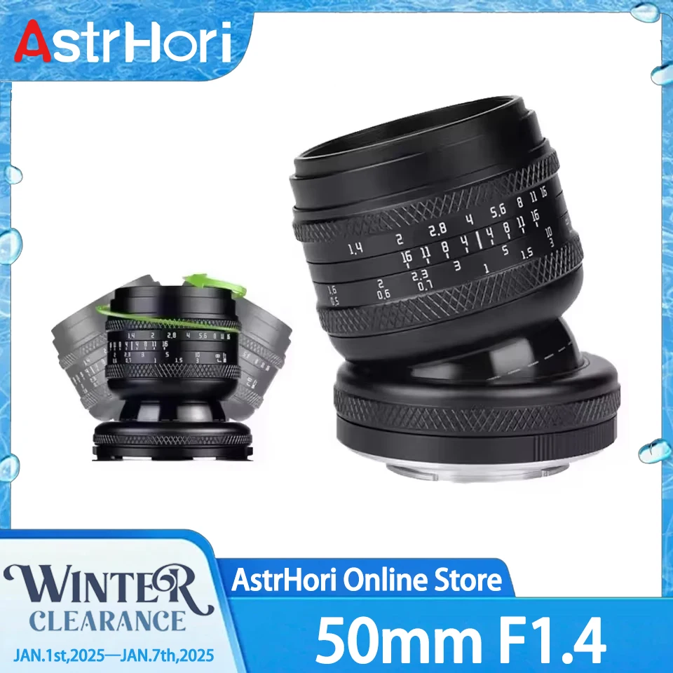 AstrHori Tilt 50mm F1.4 Full Frame Large Aperture MF Lens for Sony E Canon RF Nikon Z Fujifilm X M4/3 L-Mount