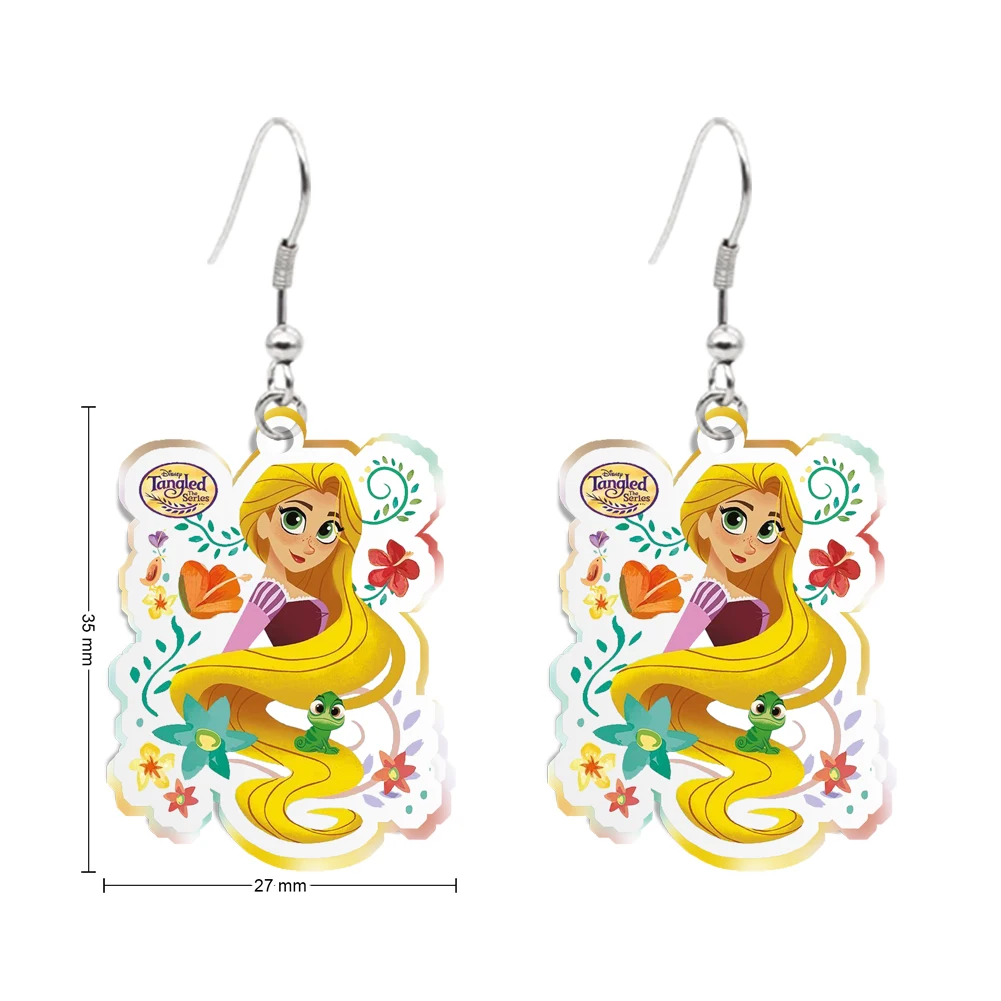 Disney Rapunzel Princess Transparent Resin Earring Hook for Women Girls Jewelry Cute Design Earrings Accessories Party Gift