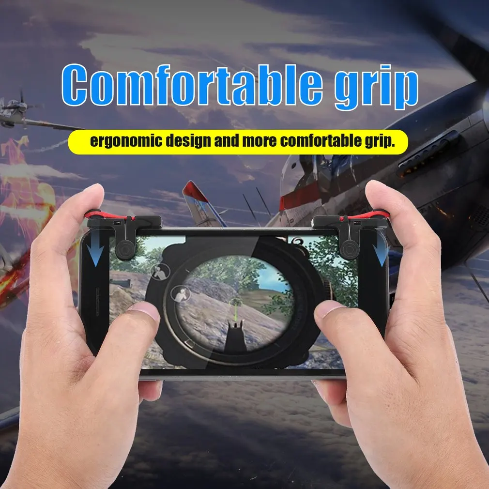 Joystick di attivazione da gioco mobile per smartphone in metallo da 2 pezzi per PUBG Mobile Gamepad Pulsante di fuoco Tasto di mira L1R1 Shooter