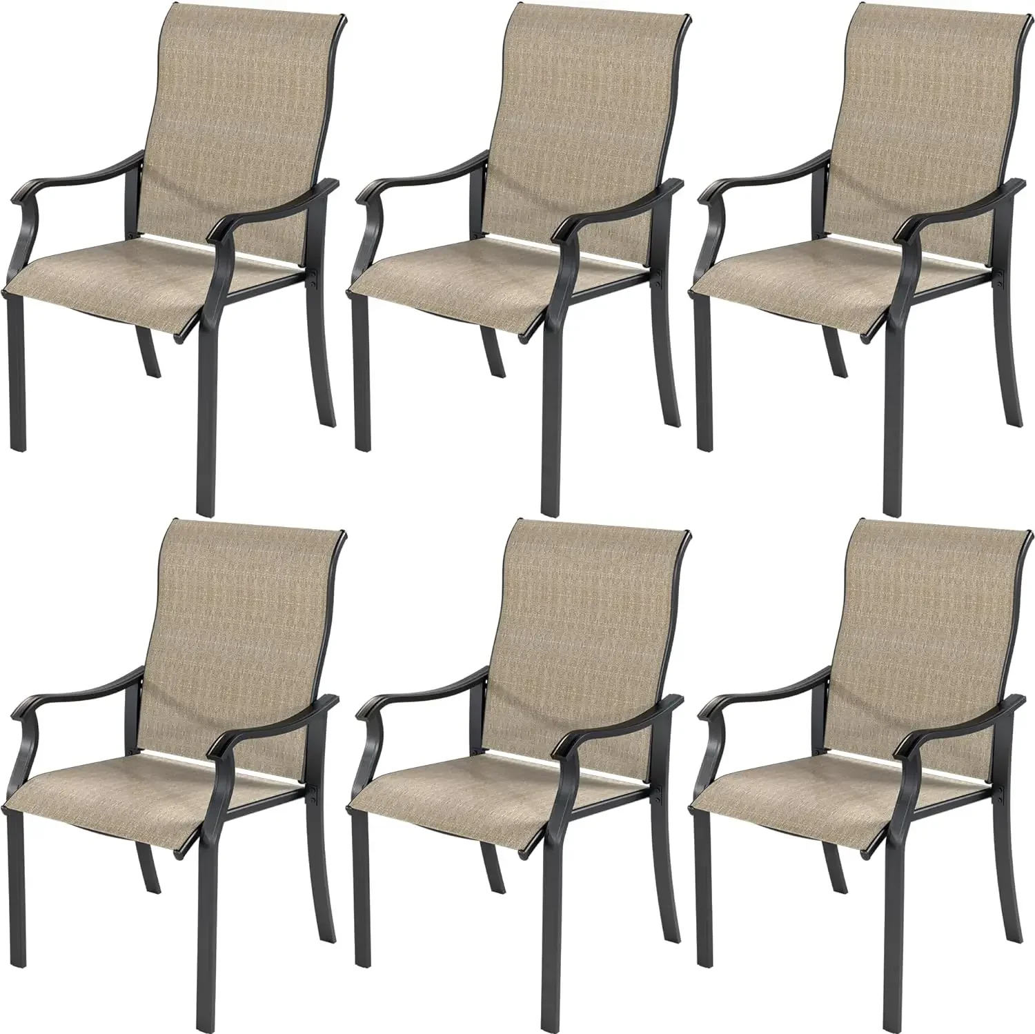 

Outdoor Textilene Dining Chairs with High Back, Patio Furniture Chairs with Armrest, Metal Frame for Lawn Garden Backyard