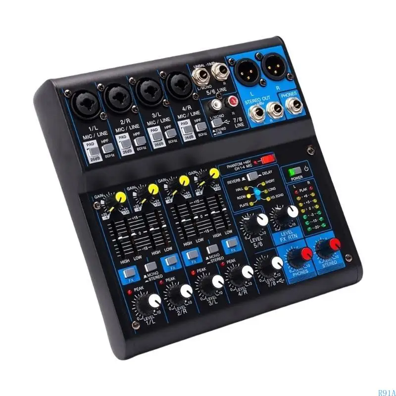 R91A 8 خلاطات صوت القنوات لمهندسي الصوت المحترفين والعصابات للحفلات الموسيقية