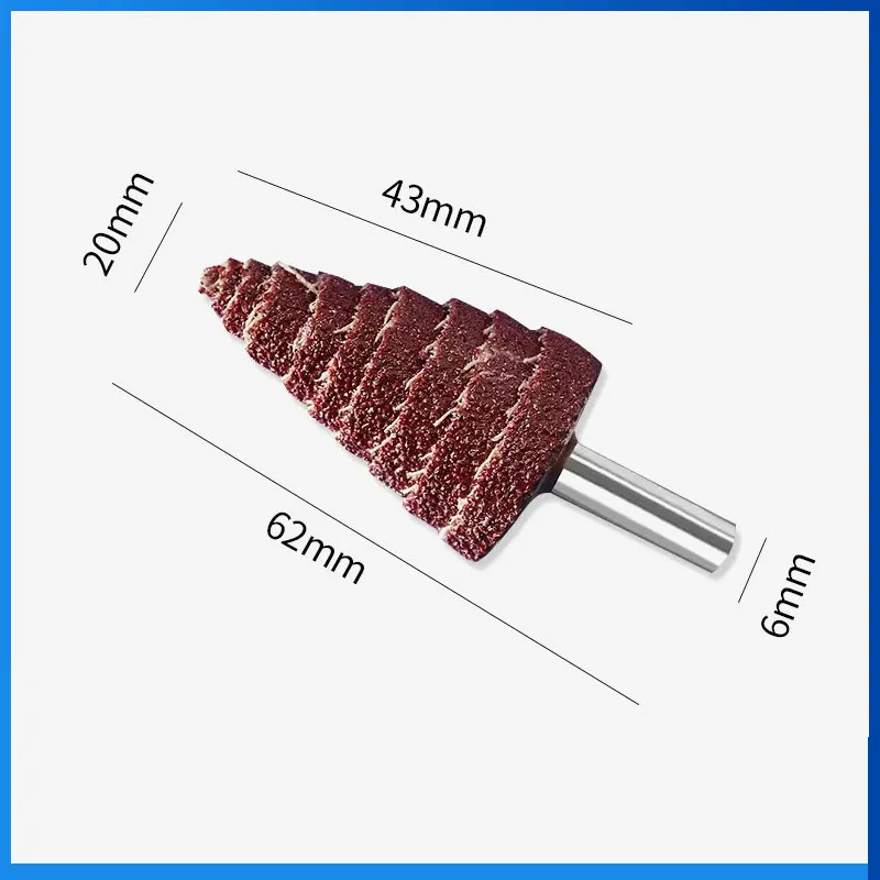 Imagem -04 - Cabeça de Moagem Lixa Aba Cone 80grit Dremel Acessório Ferramenta Rotativa com Haste de mm Peças 16 20 25 30 mm