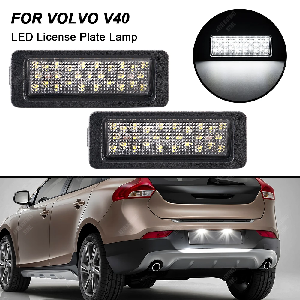 2 Peices LED License Plate Light LED Number License Plate Light Lamp For  Volvo V40 XC 2013 2014 2015 2016 2017 2018 2019