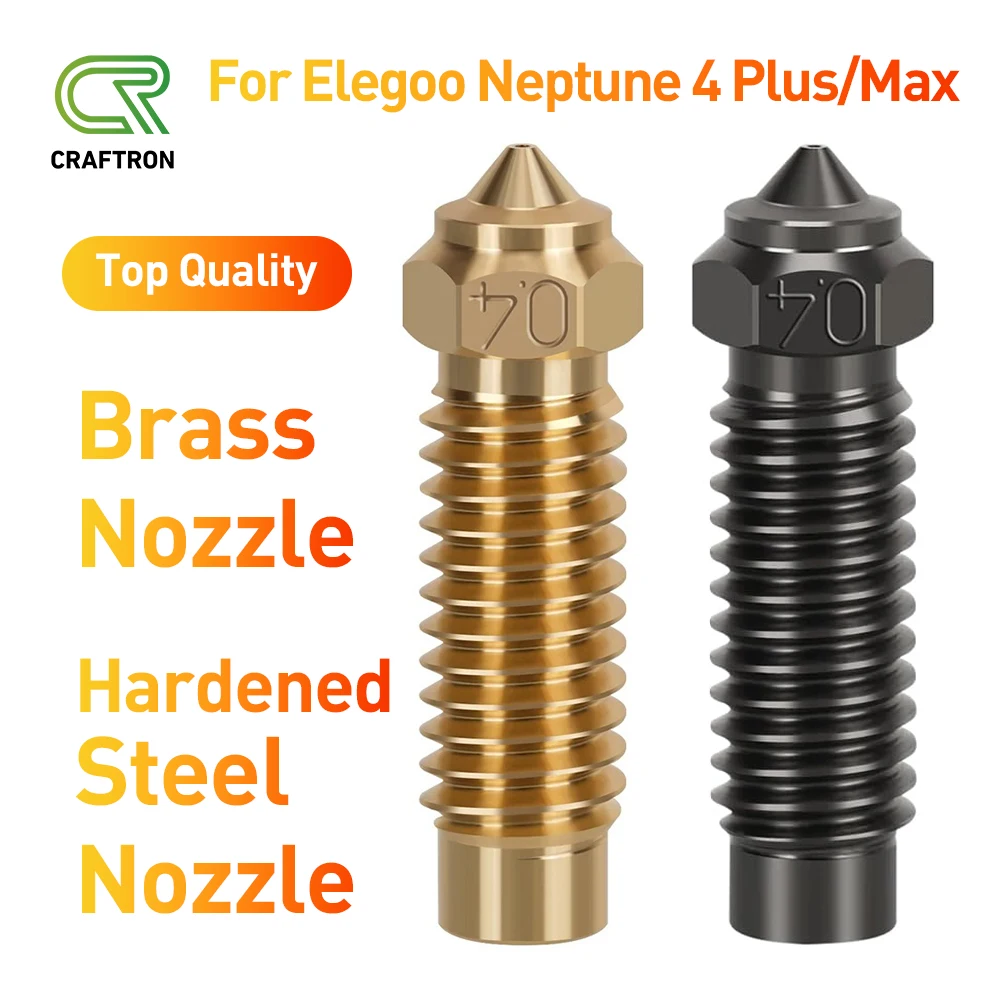 

For ELEGOO Neptune 4 Plus/Max Upgrade High Quality Brass Hardened Steel Nozzles 0.4/0.6 mm 1.75mm Filament High Speed Nozzle