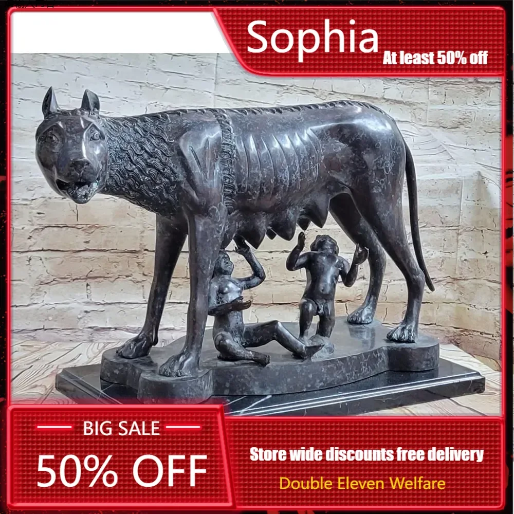 European Bronze True Sculpture, Capitolian Wolf Raymus Romulus Statue, Bronze Statue Figurines & Miniatures Statues & Sculptures