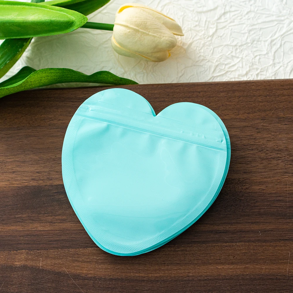 50pcs 10x10cm Heart Shaped Plastic Bag For DIY Candy Earrings Bracelet Gifts Hairpin Storage Jewelry Packaging Pouches Supplies