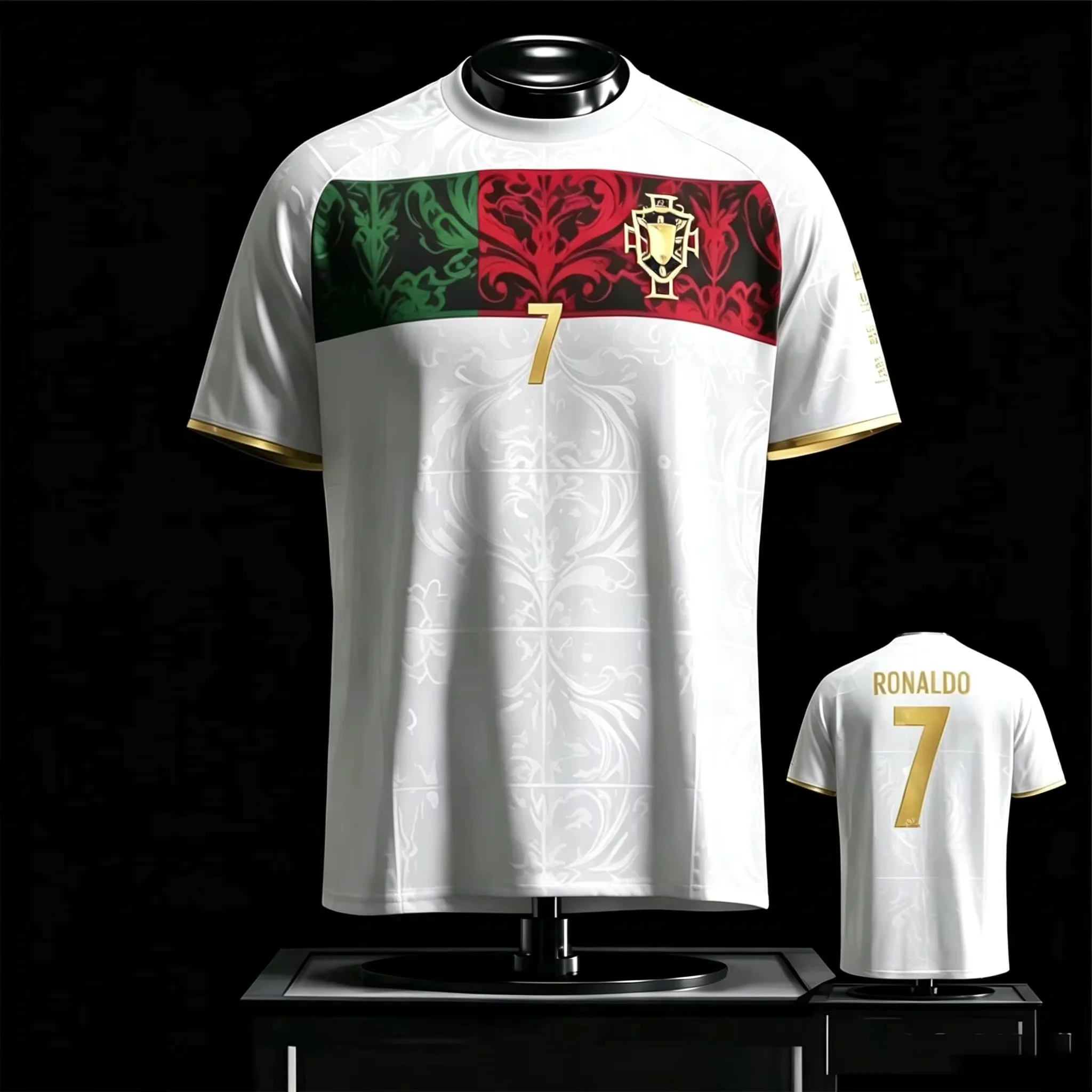 2026 Ronaldo Portugal Trikot Top Herren T-Shirt Damen T-Shirt Jungen Top Schnelltrocknend Kurzarm Kinder T-Shirt Familien-Set – Detail 5