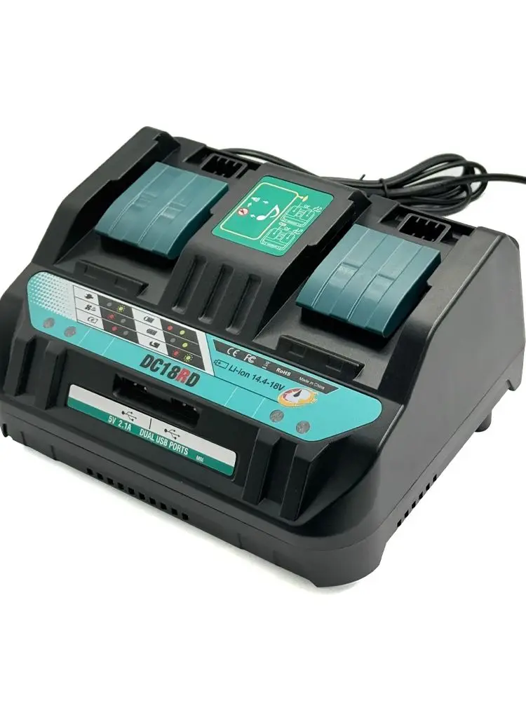 18V DC18RD Dual-Port Batterijlader Lithiumbatterij Snellader Compatibel met Voor Makita 14.4-18V Lithiumbatterijen BL1415 - afbeelding 2