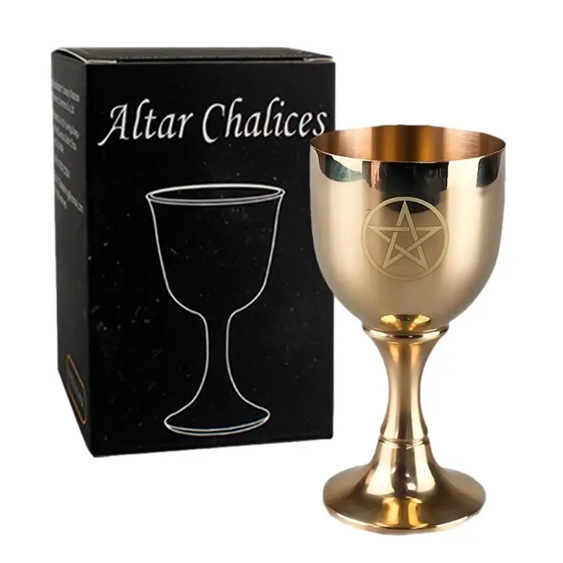 Pentagram Chalice Solid Brass Chalice Goblet Pentagram Wine Goblet Drinking Cup Altar Chalice For Altars Rituals