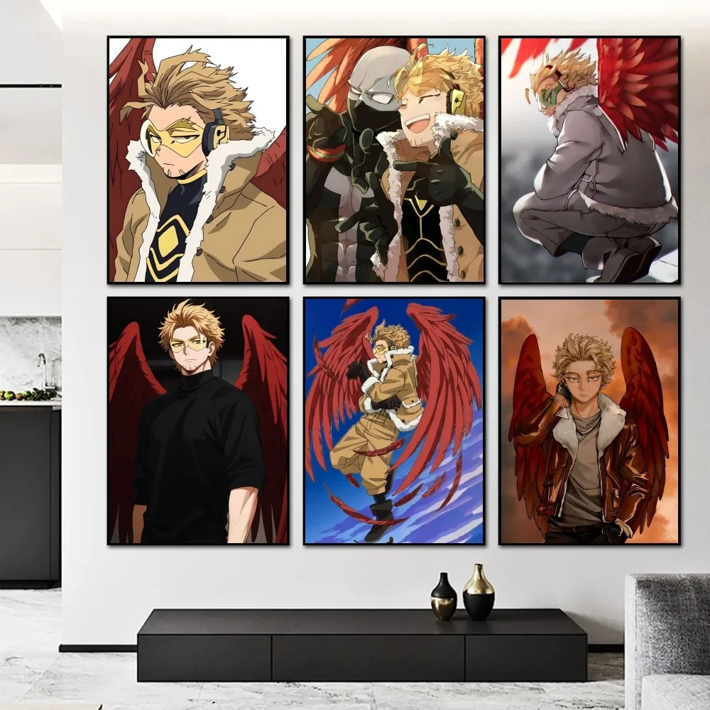 Póster de My Hero Academia H-Hawks, arte autoadhesivo, pegatina de papel impermeable, decoración de pared de habitación, cafetería, Bar, 1 ud.