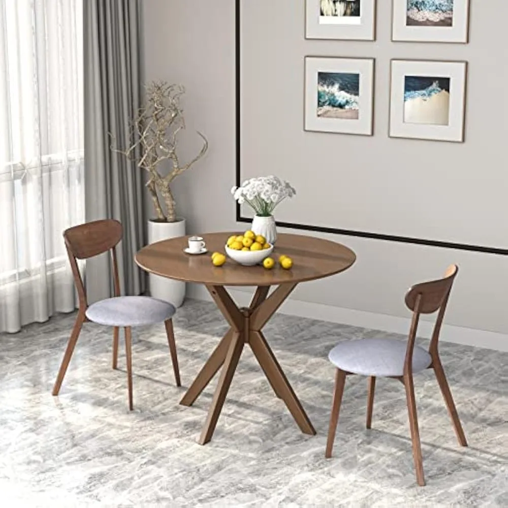 2 Person Dining Table and Chairs, Wooden Dining Table with Upholstered Chairs for Kitchen, Farmhouse Tables and Chairs Set