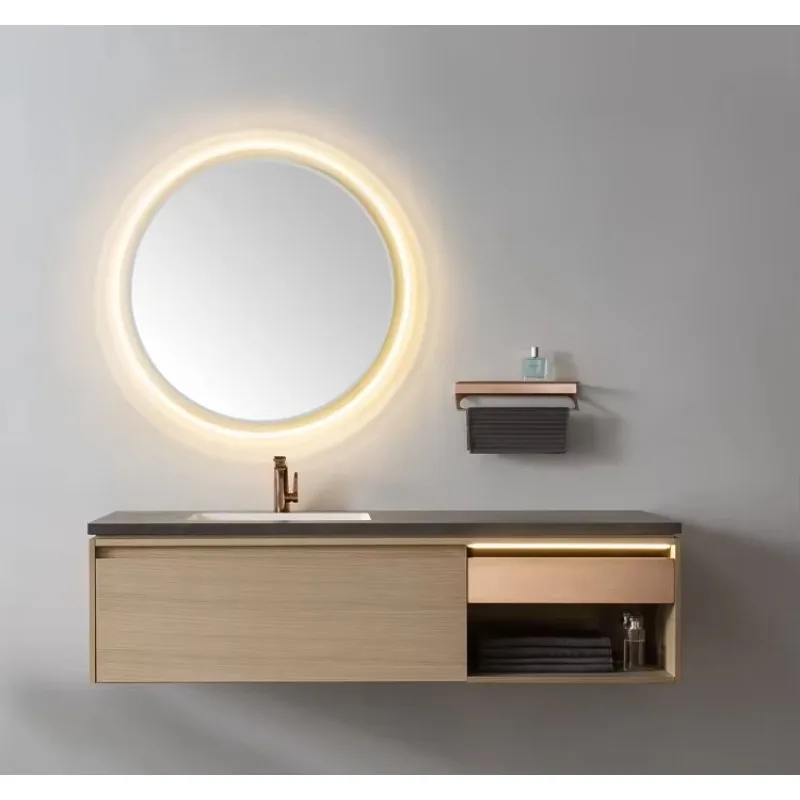 

Custom Light Emitting Diode Bathroom Vanity Double Sink Basin Bathroom Cabinet Bathroom Sink Vanity
