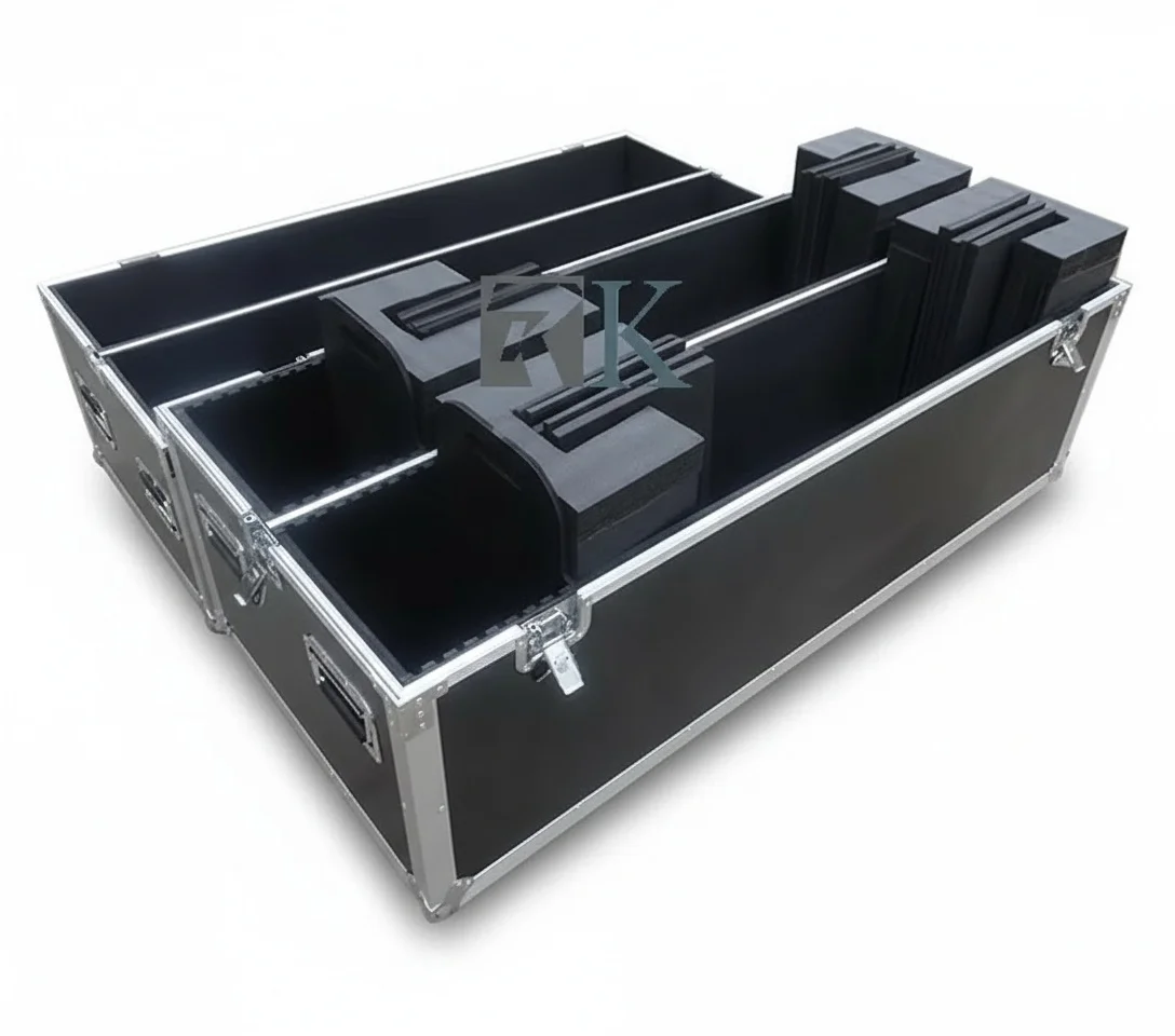 ATA Flight Case with Hydraulic Lift for Dual 52-65 inch TVs, Plasma TV Road Case, Heavy Duty LCD Screen Transport Case