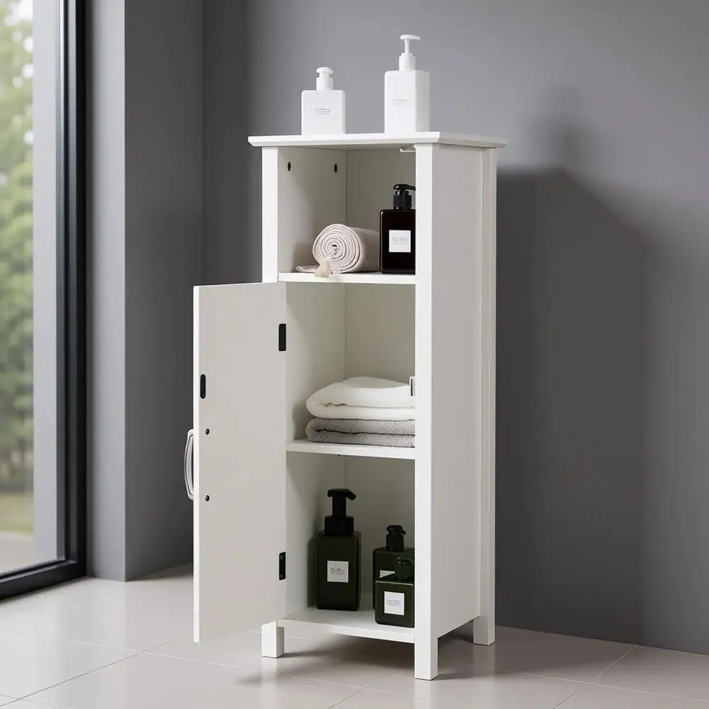 

Узкий напольный органайзер для хранения с открытыми и регулируемыми полками, тонкий напольный шкаф для ванной, гостиной, прихожей или других помещений