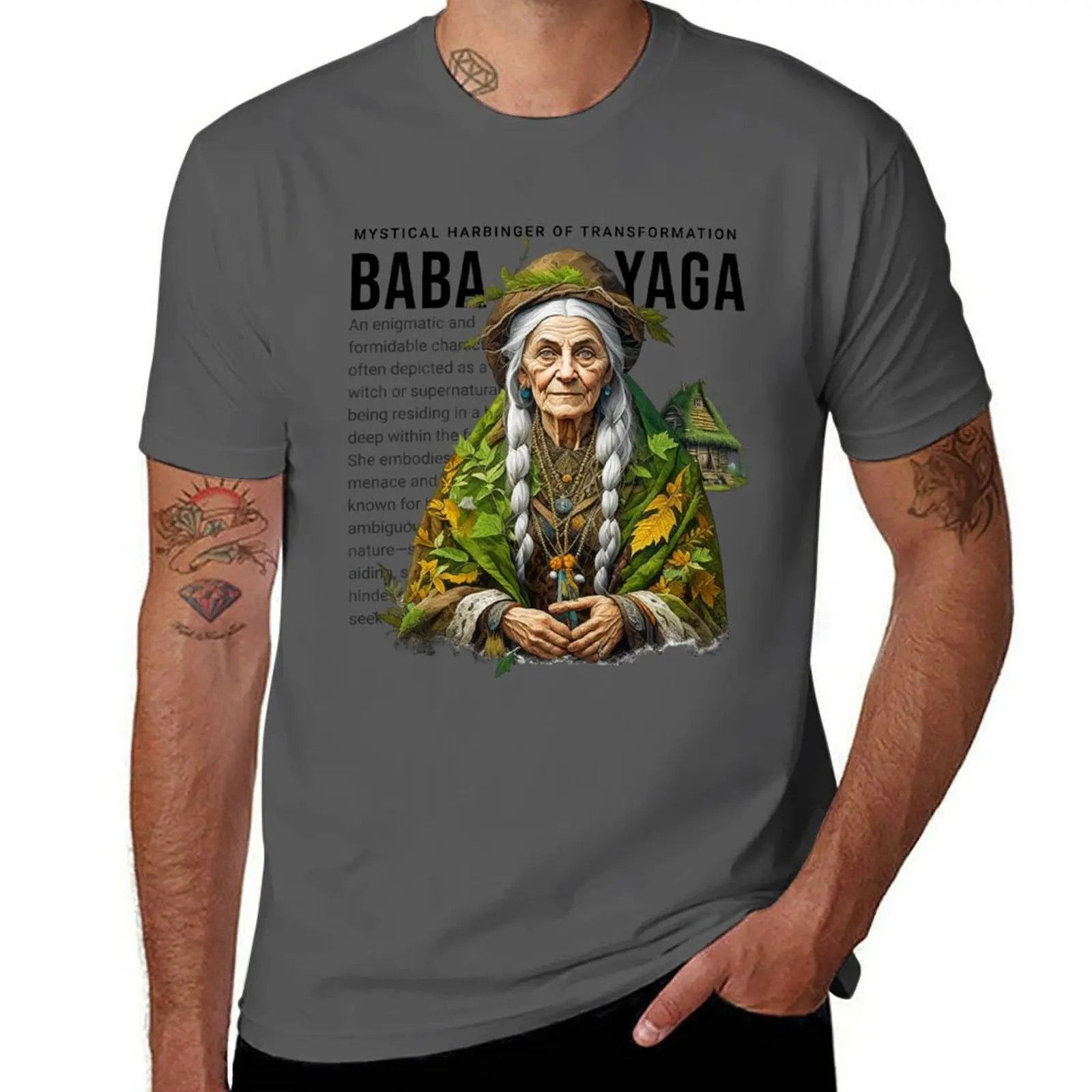 

Baba Witch Forest - Slavic Yaga Mythology T-Shirt Fashion Print Casual Short Sleeve