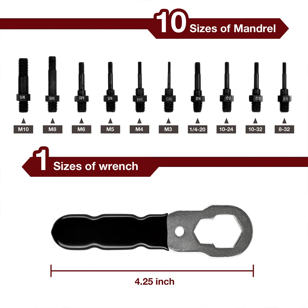 Riveting Machine Home Electric Rivet Nut Gun Adapter Metric M3 M4 M5 M6 M8 M10+Imperial 1/4-20 10-24 10-32 8-32 Riveting Tools