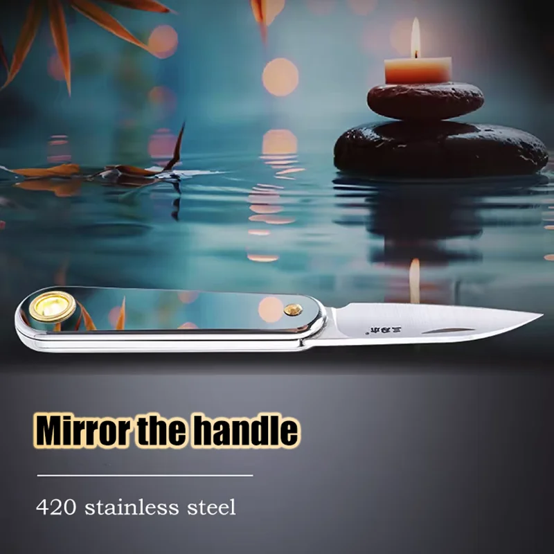 325S Fruit Knife 420 Stainless Steel Handle Folding Knife 4Cr15N Steel Blade EDC Portable Pocket Knife Keychain Handy Tool Ms.