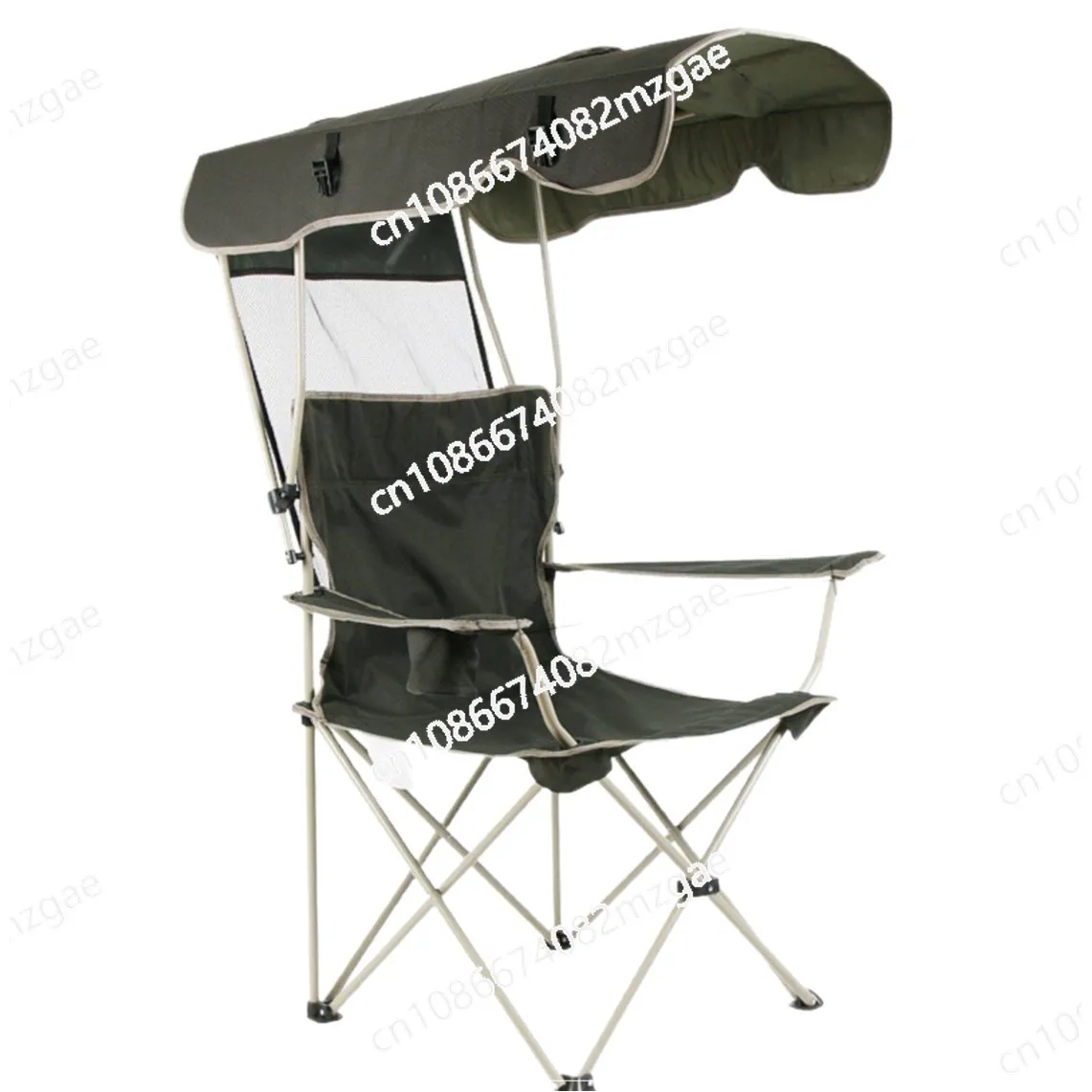 Outdoor Fishing Beach Chair with Integrated Sunshade Canopy Portable Backpack Camping Lounge Chair for Camping Fishing Picnic