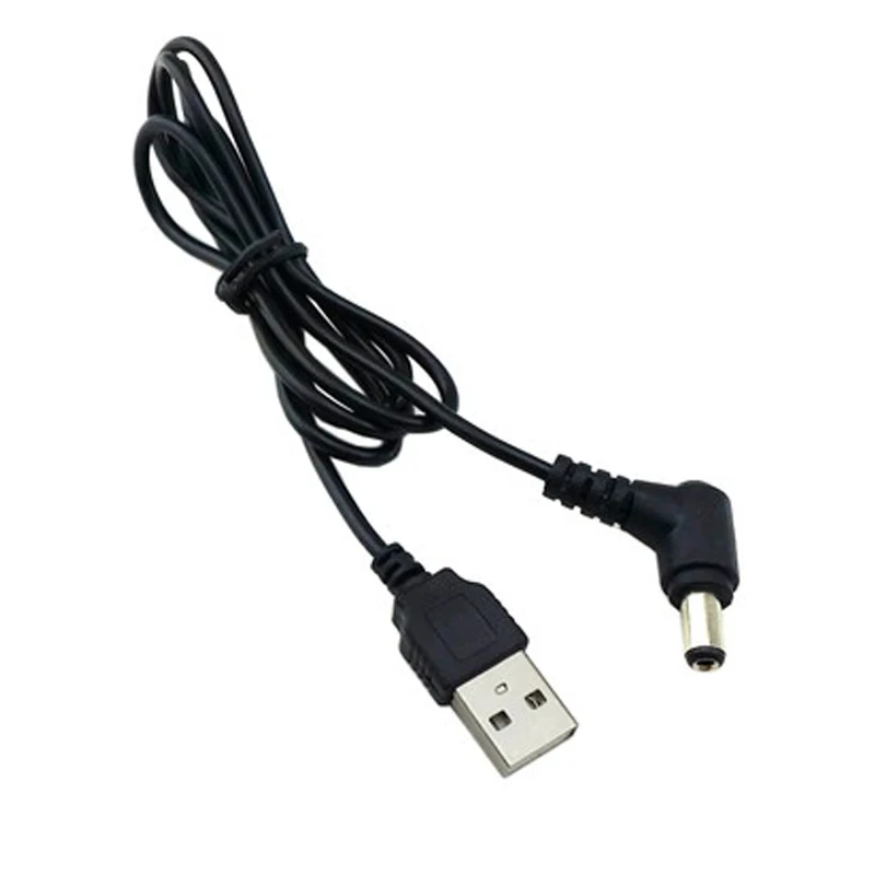 Black Elbow 90 USB Male to Male DC Power Cable DC 5.5*2.5mm 3.5*1.35mm Charging Cable Line 5.5*2.1mm USB Extension Cable 0.8M