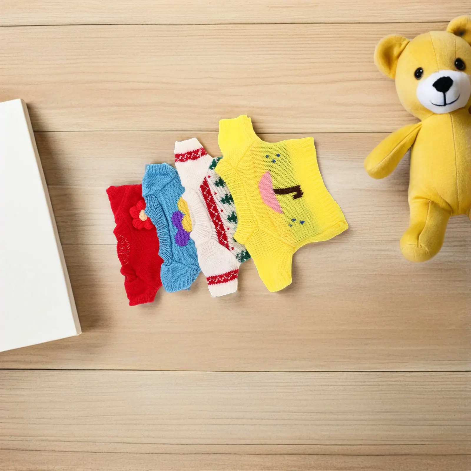 

Комплект из 4 предметов: хлопковый свитер и одежда для медведя 30 см, наряд для плюшевой игрушки, аксессуары для дня рождения и Рождества, вязаное платье своими руками