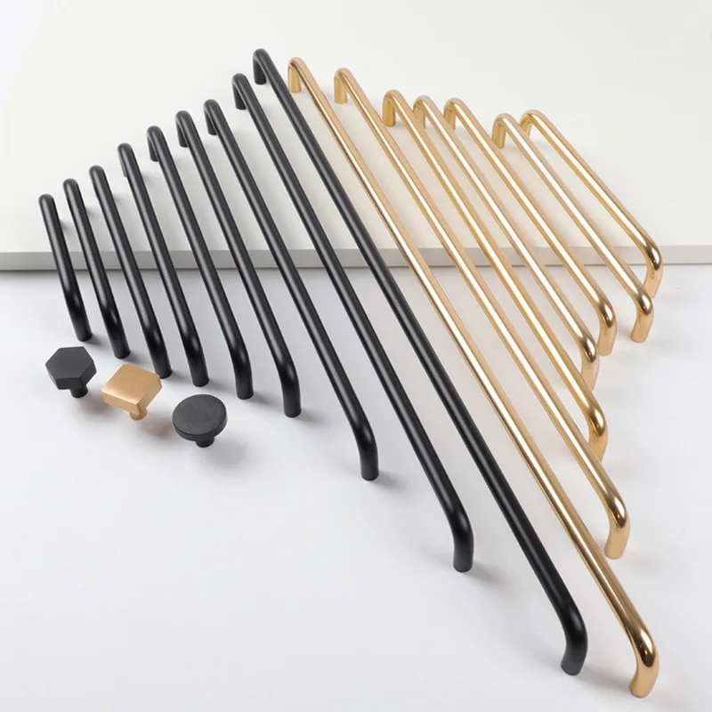 U-Shaped Kitchen Cabinet Handles Black and Gold Dual-Color Multiple Sizes Cabinet Door and Drawer Furniture Handles