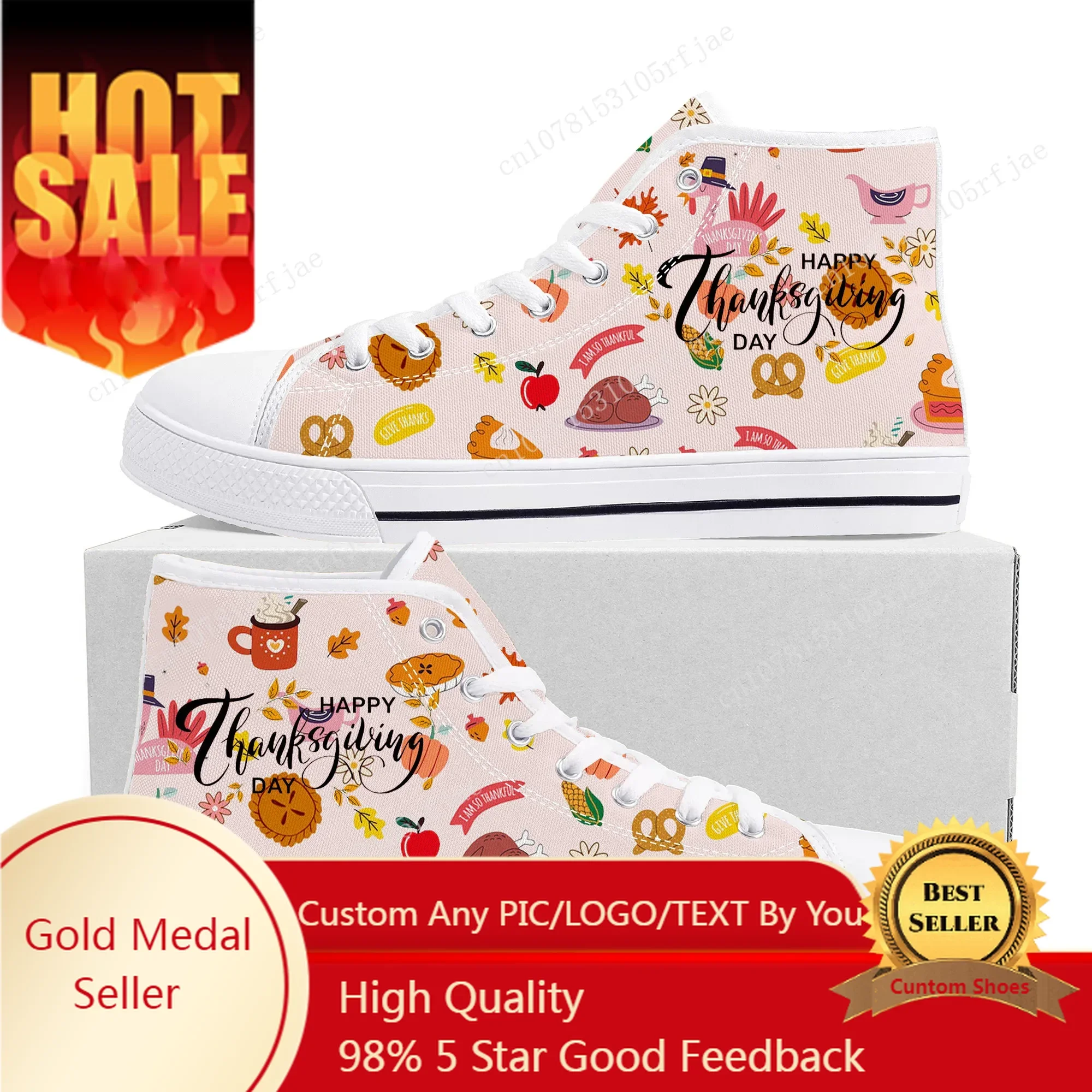 

Thanksgiving Day Festival High Top Sneakers Mens Womens Teenager High Quality Fashion Canvas Shoes Casual Tailor Made Sneaker