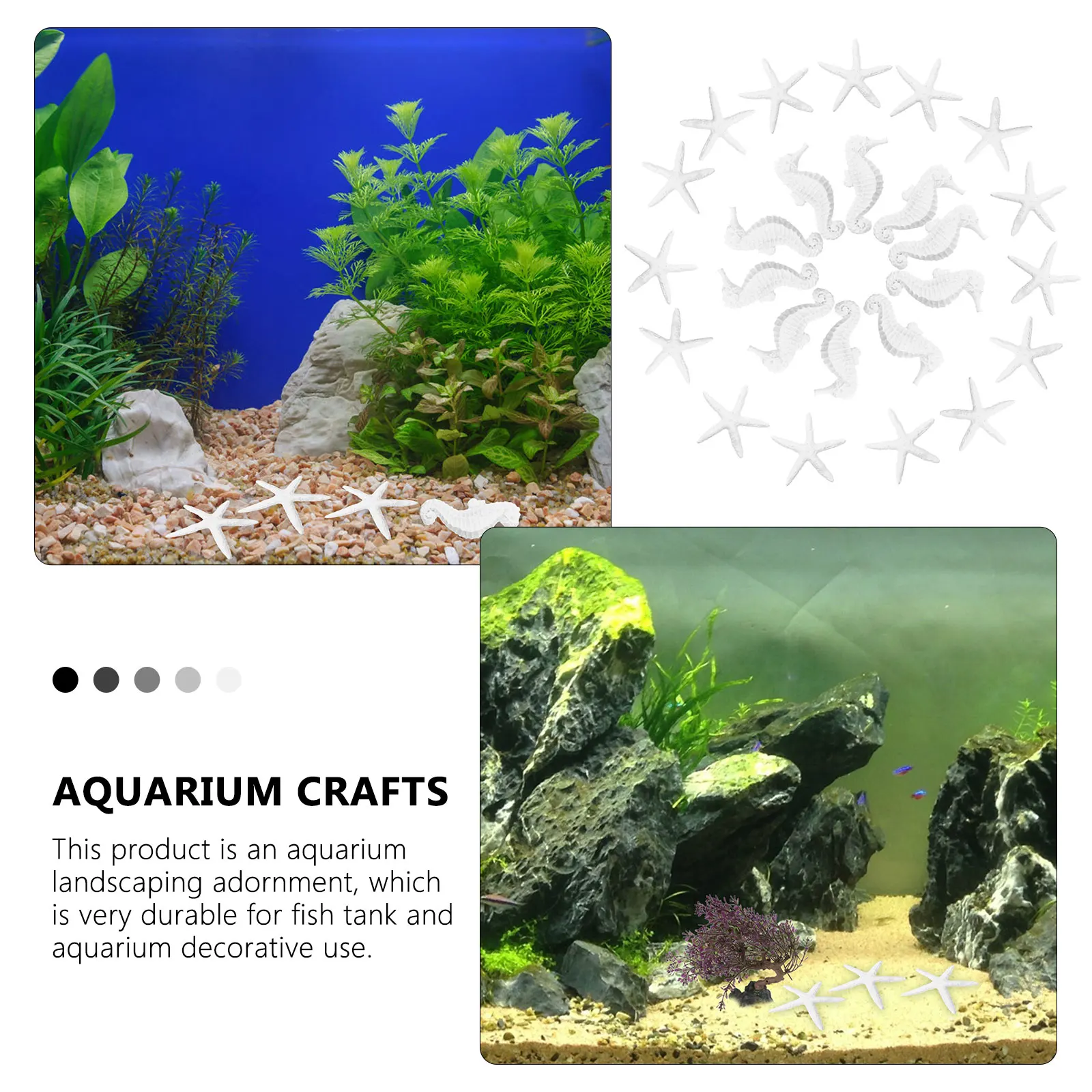 

25Pcs Fish Tank Decoration Resin Sea Star Hippocampus Aquarium Ornament Underwater Landscape Crafts Natural Ocean Atmosphere