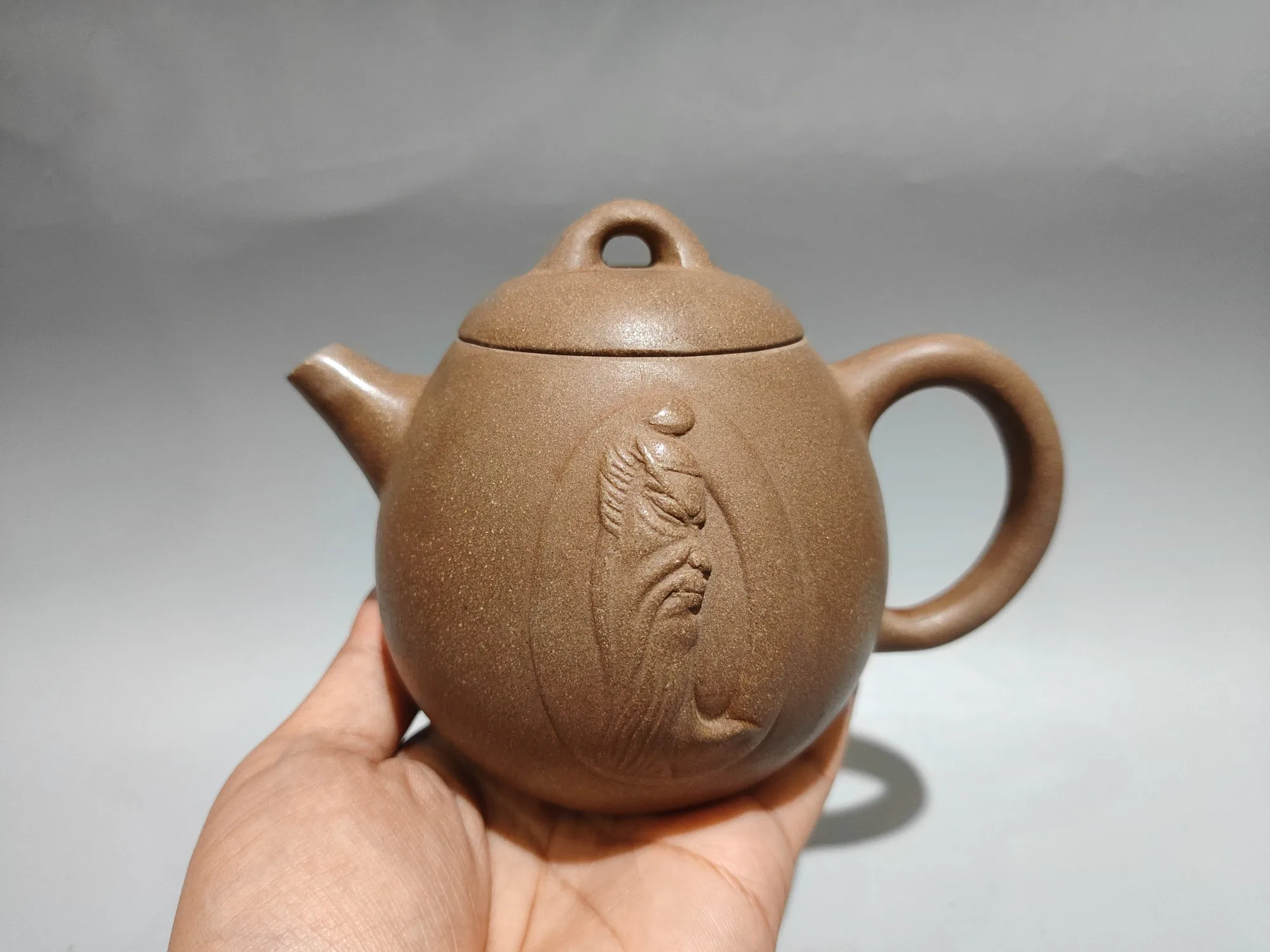Yixing Purple Clay Pot Guan Gong Face Pattern Pot Antique teapot Dragon Dan Pot Teapot Kettle Amass wealth Ornaments