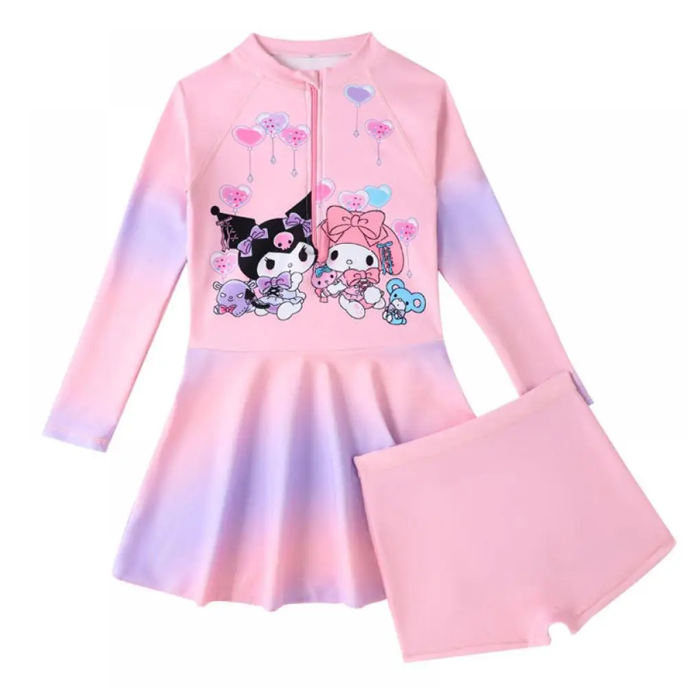 

Sanrio Kuromi Kids Swimwear Long Sleeve Pants Set Cinnamoroll My Melody Sunscreen Swim Quick Dry Swimsuit Clothes Girls Gift