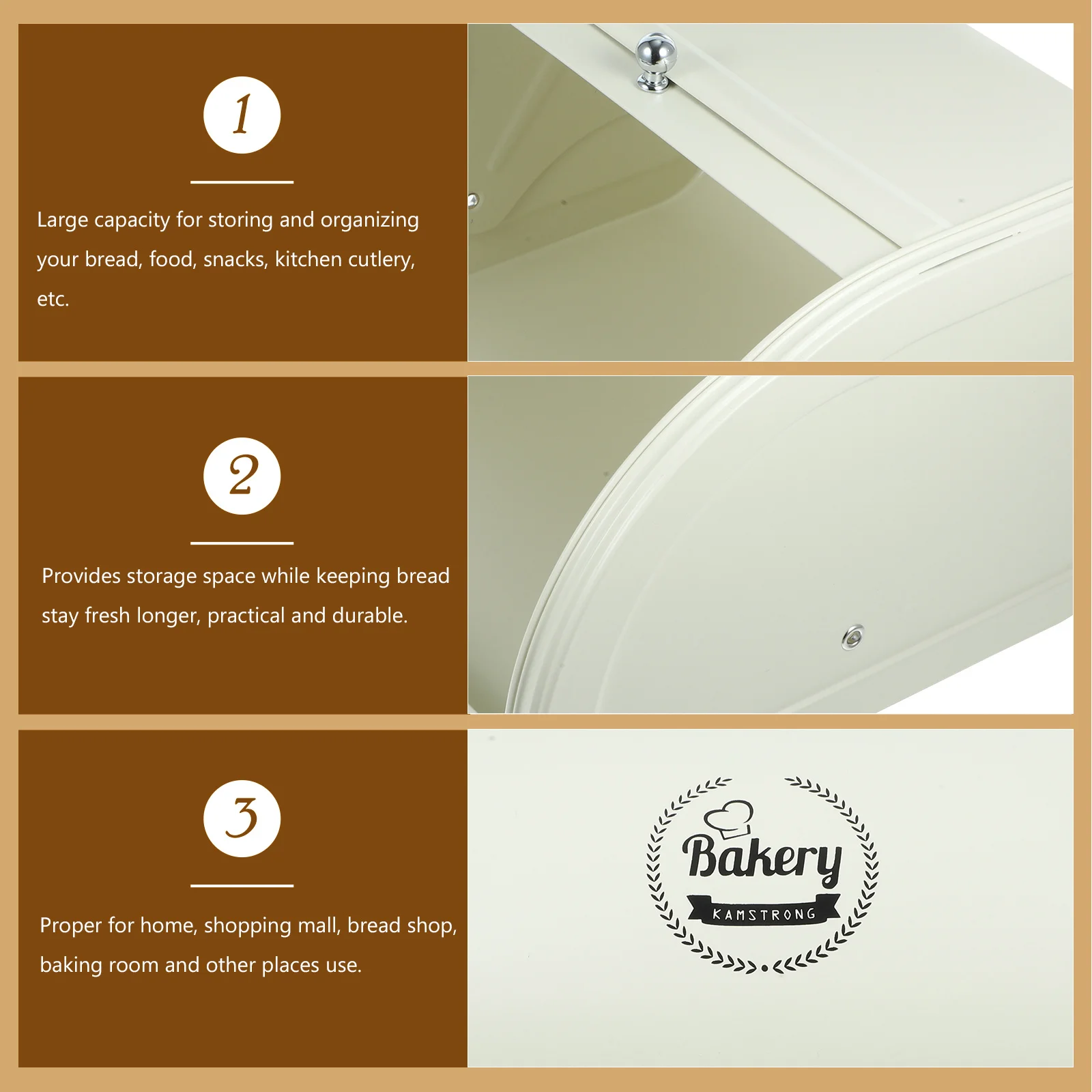 

Bread Storage Box Metal Bin Countertop Organizer for Kitchen Home Bakery Vintage Style Heat Insulated Multi-Use Bread Case