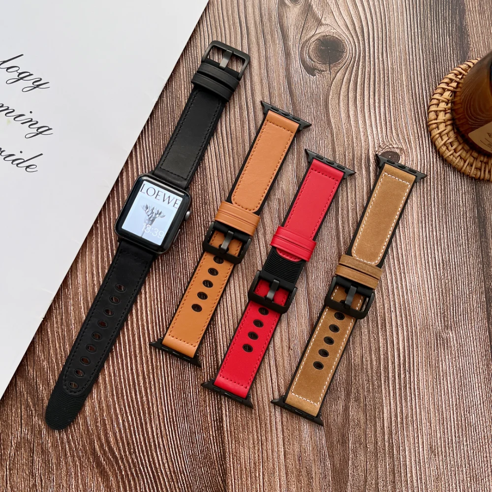 

Leather Silicone Strap for Apple Watch Band 45mm 41mm 44mm 40mm 42mm 38mm 49mm Wristband iWatch Series Ultra 8 7 6 SE 5 4 3 Belt