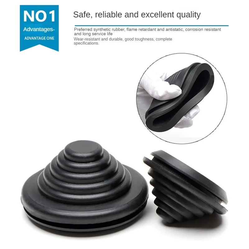 Black Rubber Tower Type Protection Coil Over Coil Wire Loop Threading Sleeve Flame Retardant Insulation Protective Coil Grommet