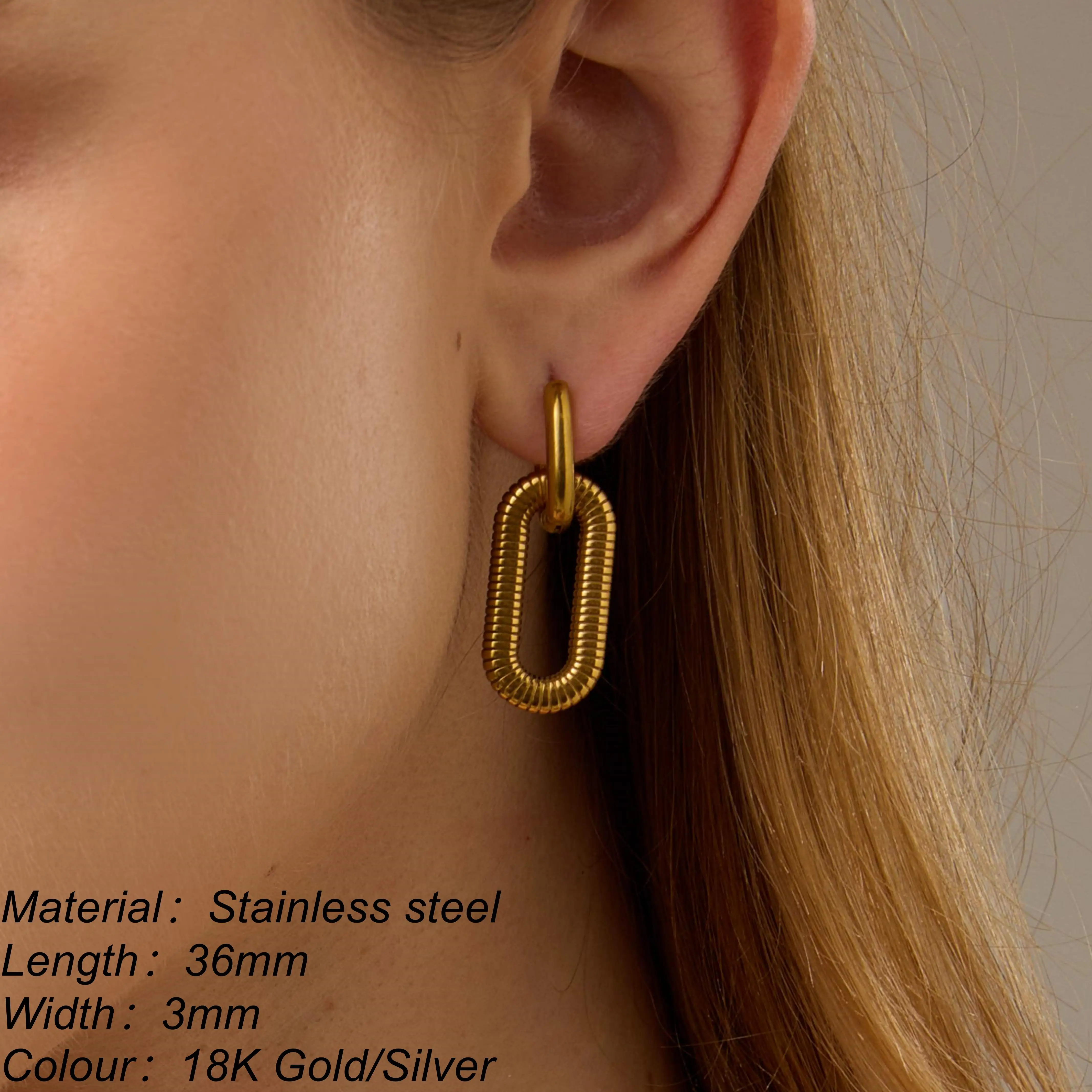 St.delan 18K Gold Plated Stainless Steel Chain Earrings for Women Trendy Premium Fashion Ear Jewelry Accessory