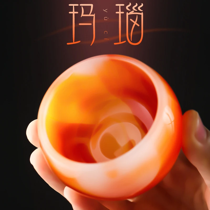 50ml Capacity Agate Jade Porcelain Tea Cup Thickened Coloured Glaze Liuli Single Cup Kung Fu Tea Bowl Chinese Cha Hai Gifts