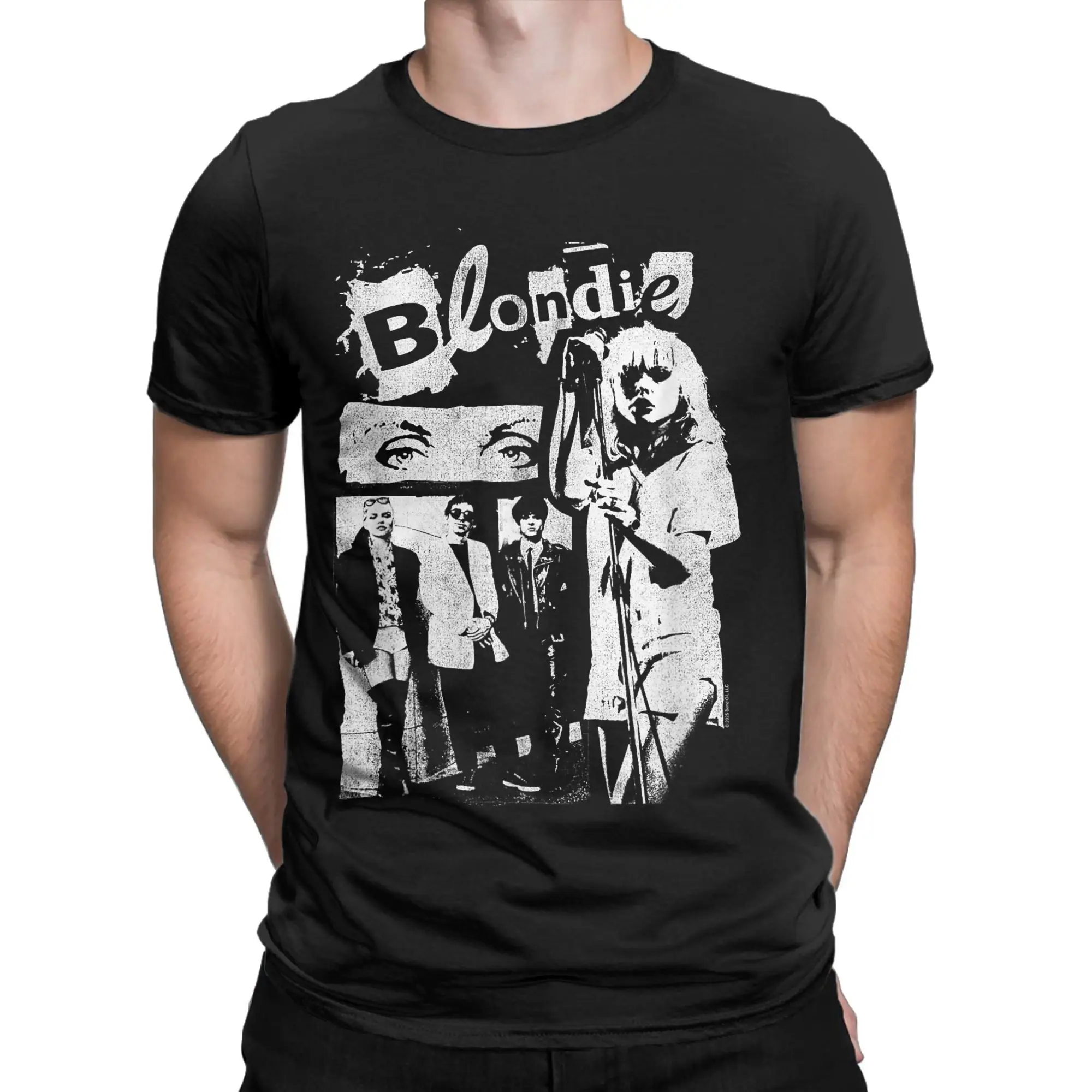 الرجال تي شيرت Blondies الشرير Zine Collage الفرقة متعة القطن الخالص تي شيرت قصير الأكمام تي شيرت الجولة الرقبة بلايز هدية فكرة #2