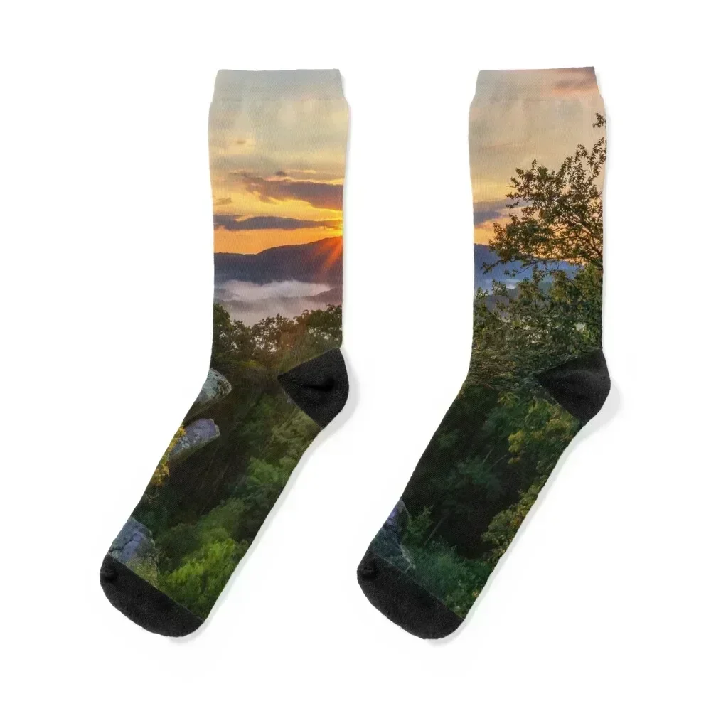 

Raven Rocks Sunset - Blue Ridge Mountains Socks Christmas sports stockings halloween Male Socks Women's