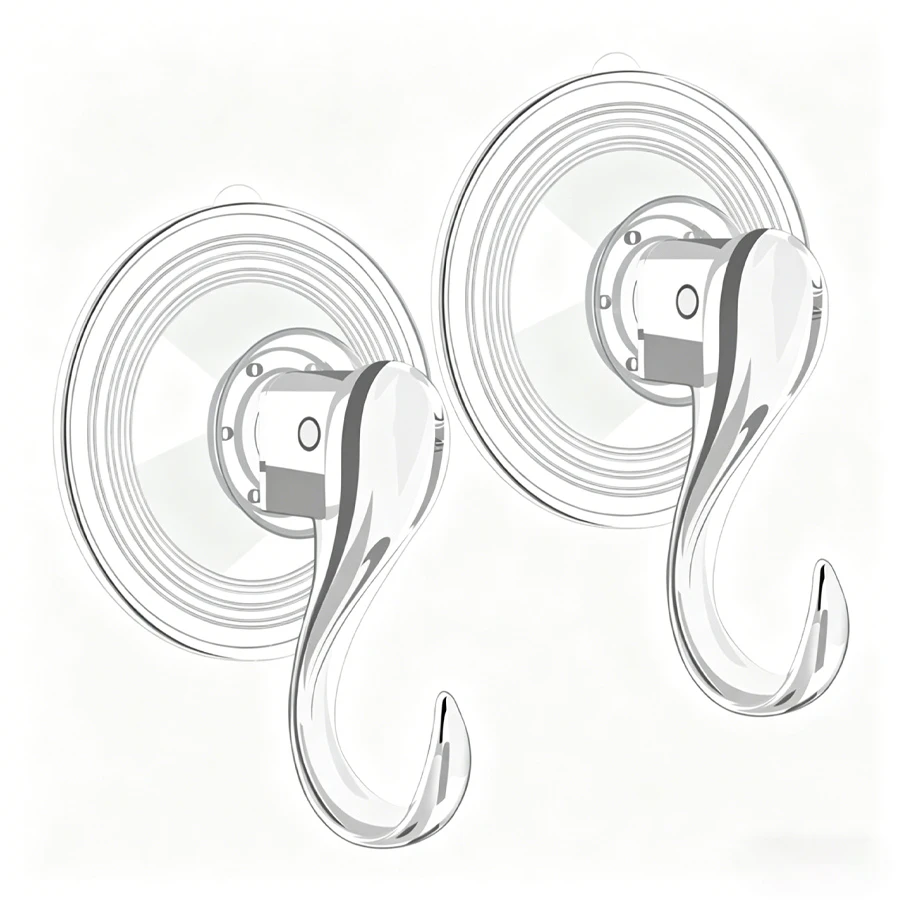 Suction Cup Hook - Creative Seamless Bathroom Hook Without Drilling, Transparent Adhesive Hook with Vacuum Suction, Front-Mounted