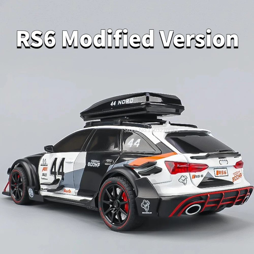 1/24 Scale RS6 Modified Version Alloy Toy Car Model Metal Body Door Can Be Opened Pull Back Sports Vehicles for Child Gifts Toys