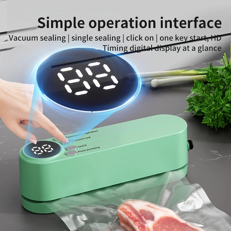 Versatile Kitchen Vacuum Sealer with Inflation - USB Rechargeable, Strong Suction for Quick Preservation, Includes Reusable Bags